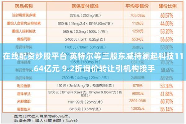 在线配资炒股平台 英特尔等三股东减持澜起科技11.64亿元 9.2折询价转让引机构接手